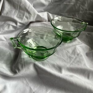 Vintage uranium glass tea cups